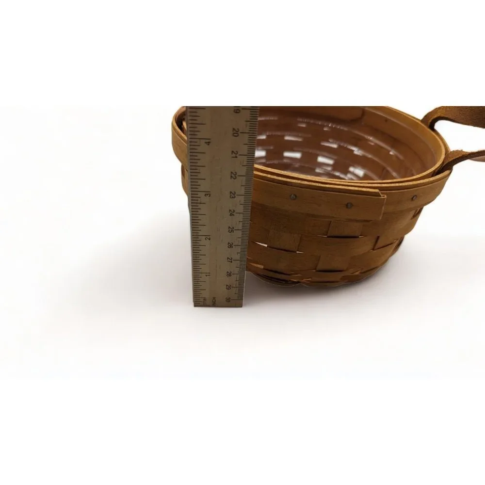 Vintage Longaberger Basket 1993 Hand Woven w/ Plastic Protector 6.5 Diameter